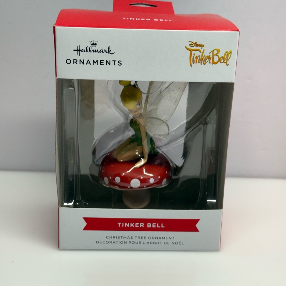 Hallmark TINKER BELL on Mushroom Disney Christmas Tree Ornament - Brand New!